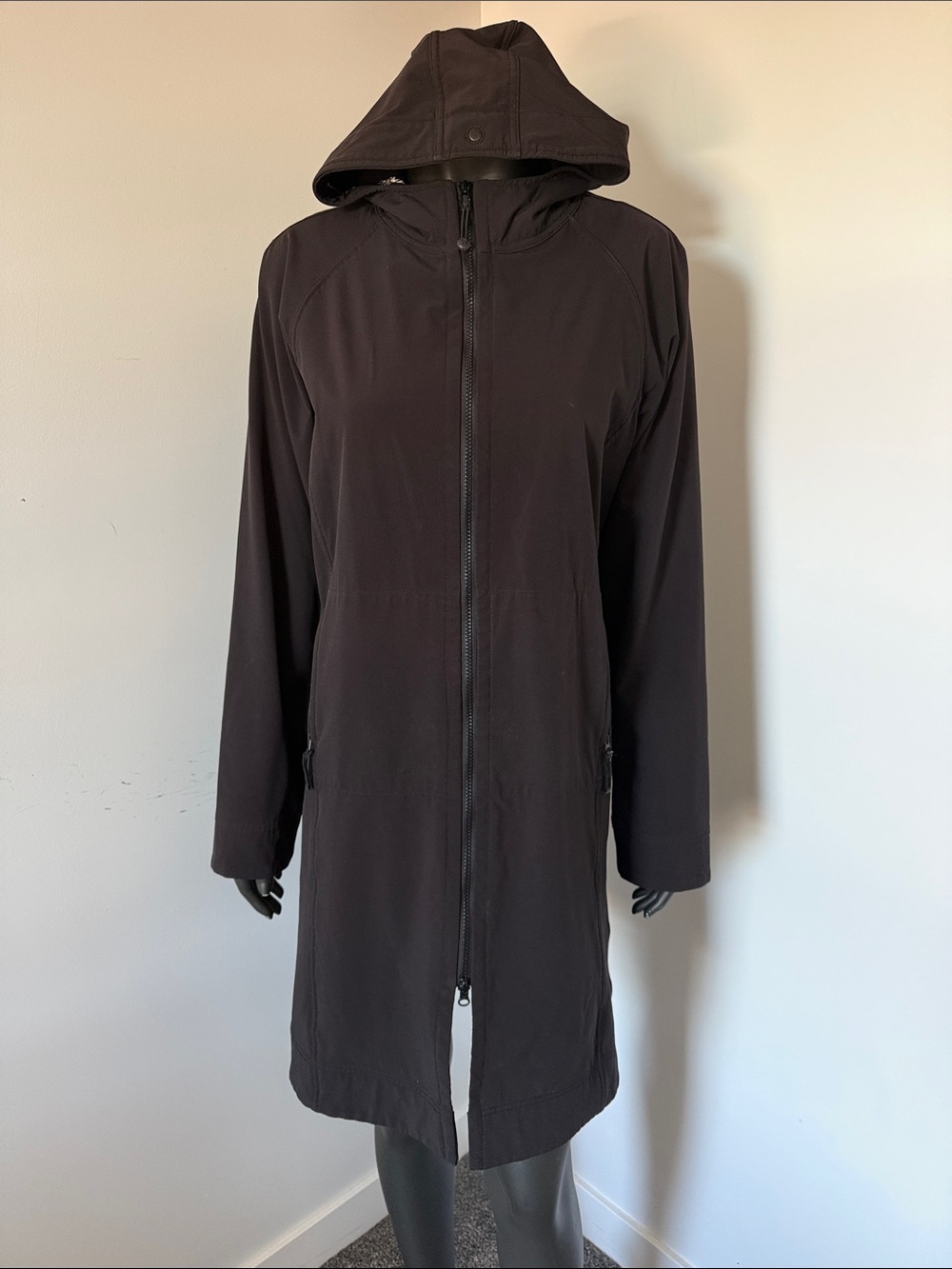 127. Lululemon Black Hooded Lightweight Long Jacket